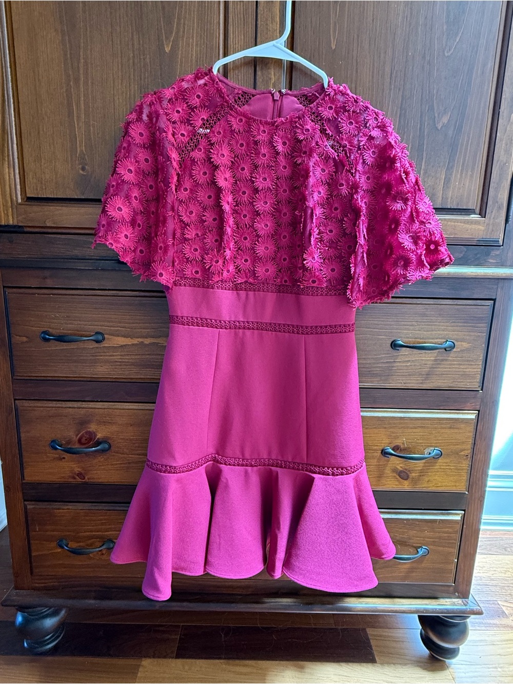 KEEPSAKE the Label Fuchsia Floral Lace Midi Dress